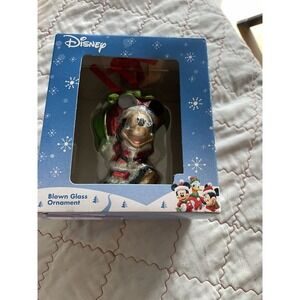 VINTAGE, MICKEY MOUSE, BLOWN GLASS ORNAMENT: "Santa and‎ Toys," NIB